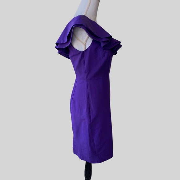 J CREW FAILLE ONE SHOULDER RUFFLE COCKTAIL DRESS IN ATLAS PURPLE - Picture 5 of 16